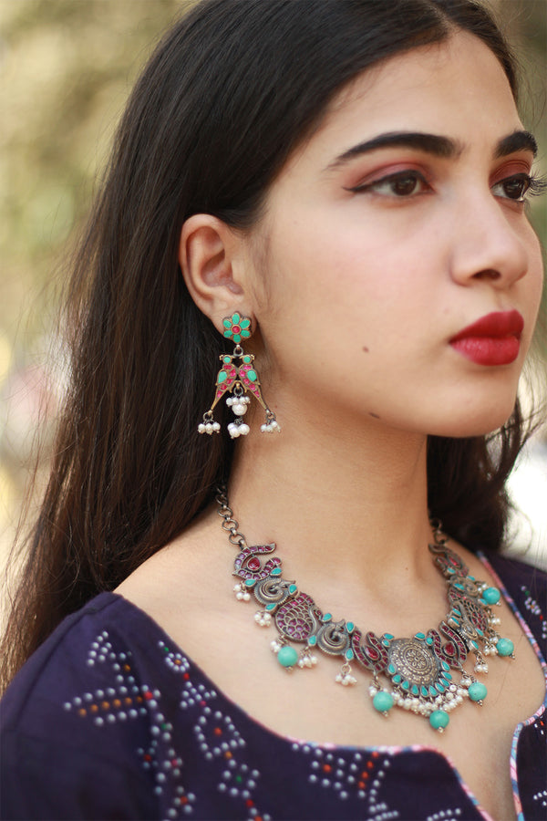 Mayura | Silver Temple Earrings