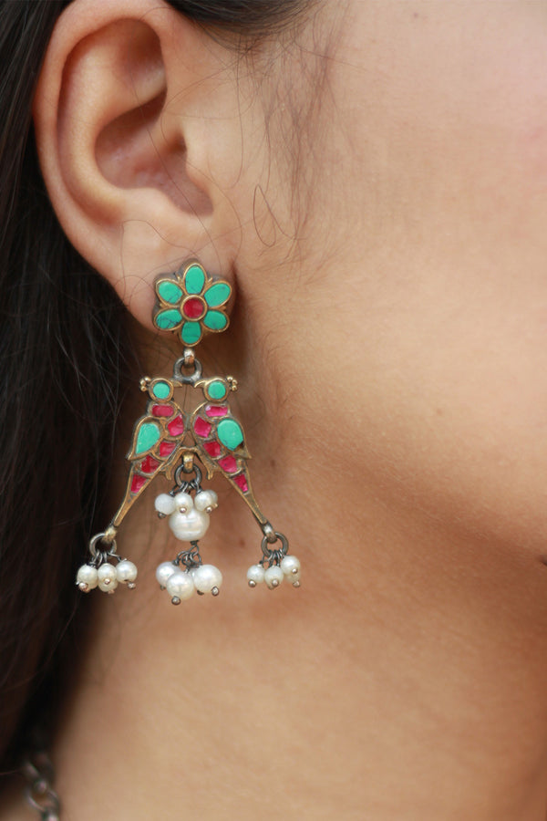 Mayura | Silver Temple Earrings