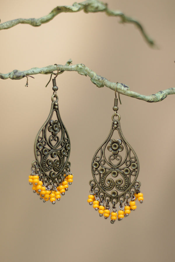 Nakshita | Classic Beaded Earrings | Chrome Yellow beads