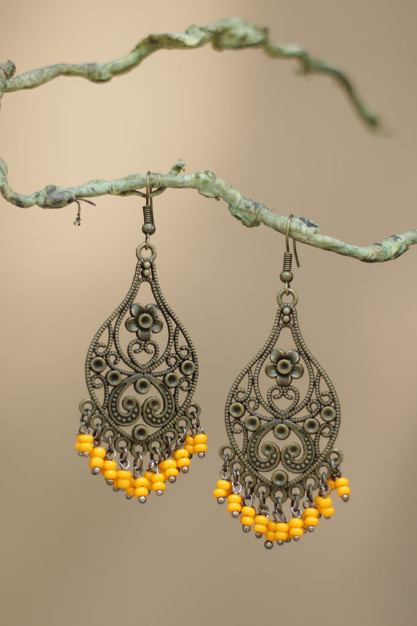 Nakshita | Classic Beaded Earrings | Chrome Yellow beads