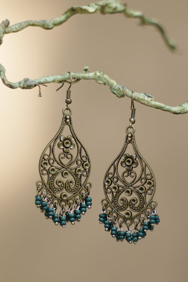 Nakshita | Classic Beaded Earrings | Deep Blue Beads