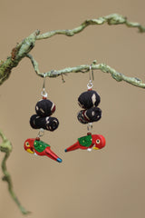 Nakhre | Chindi Chidiya Earring | Red & Green Parrot