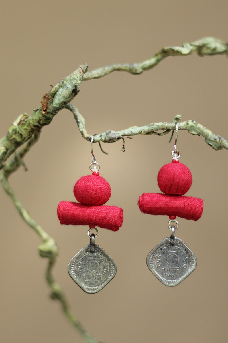 Nakhre | Chindi Coin Earring | Crimson Rouge