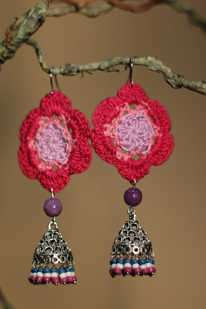 Komalika | Crochet Jhumka | Pink & Purple