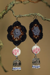 Komalika | Crochet Jhumka | Navy & Powder Blue