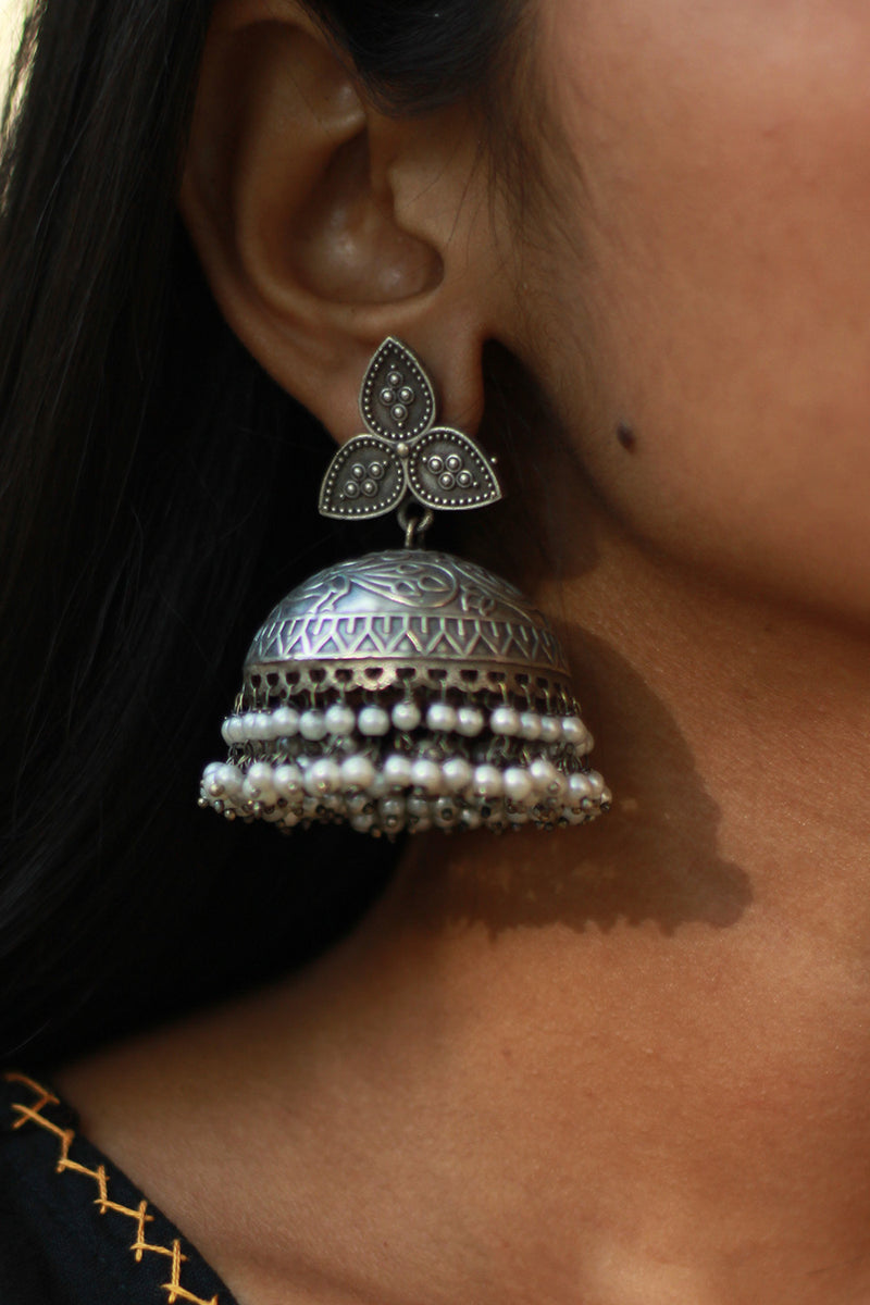 Oxidised Leaf Jhumka