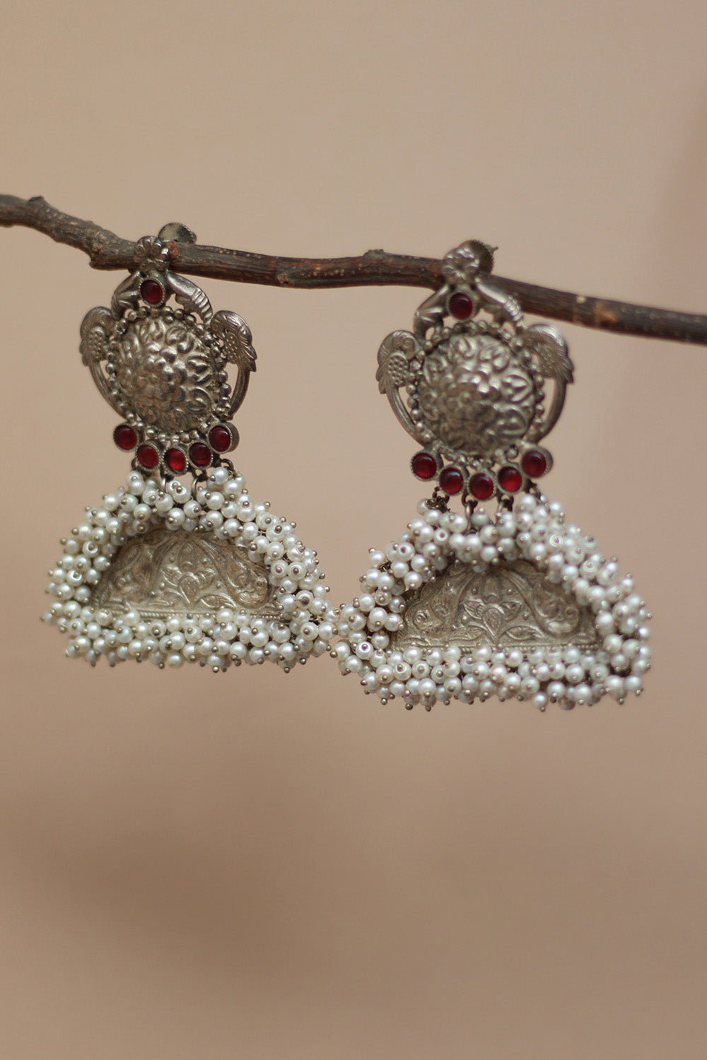 Oxidised Floral Earring