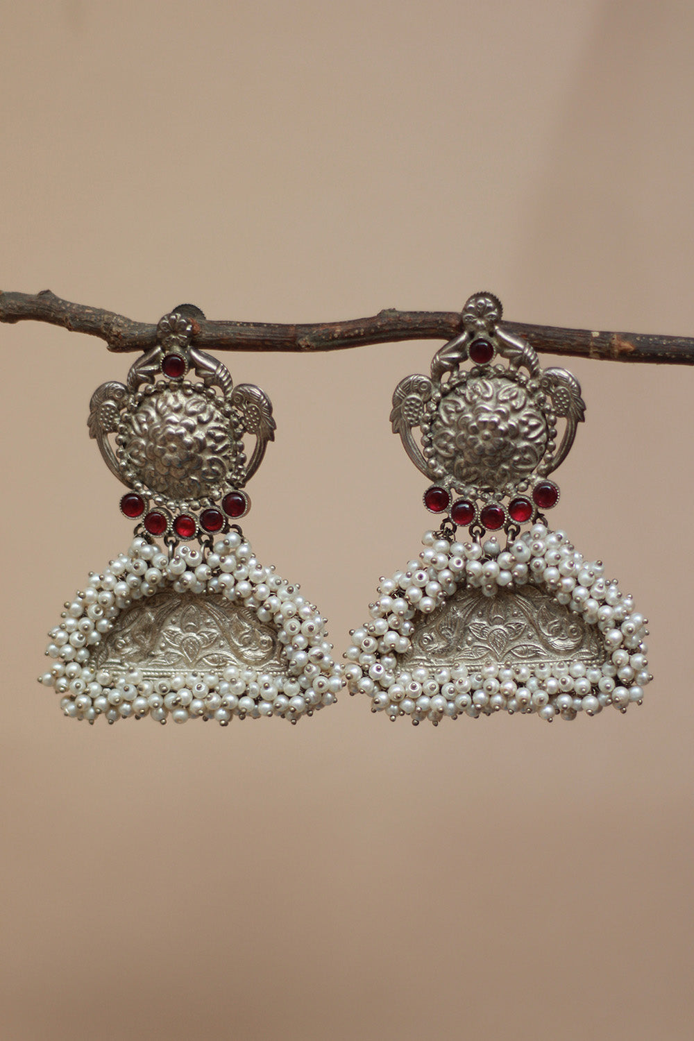 Oxidised Floral Earring