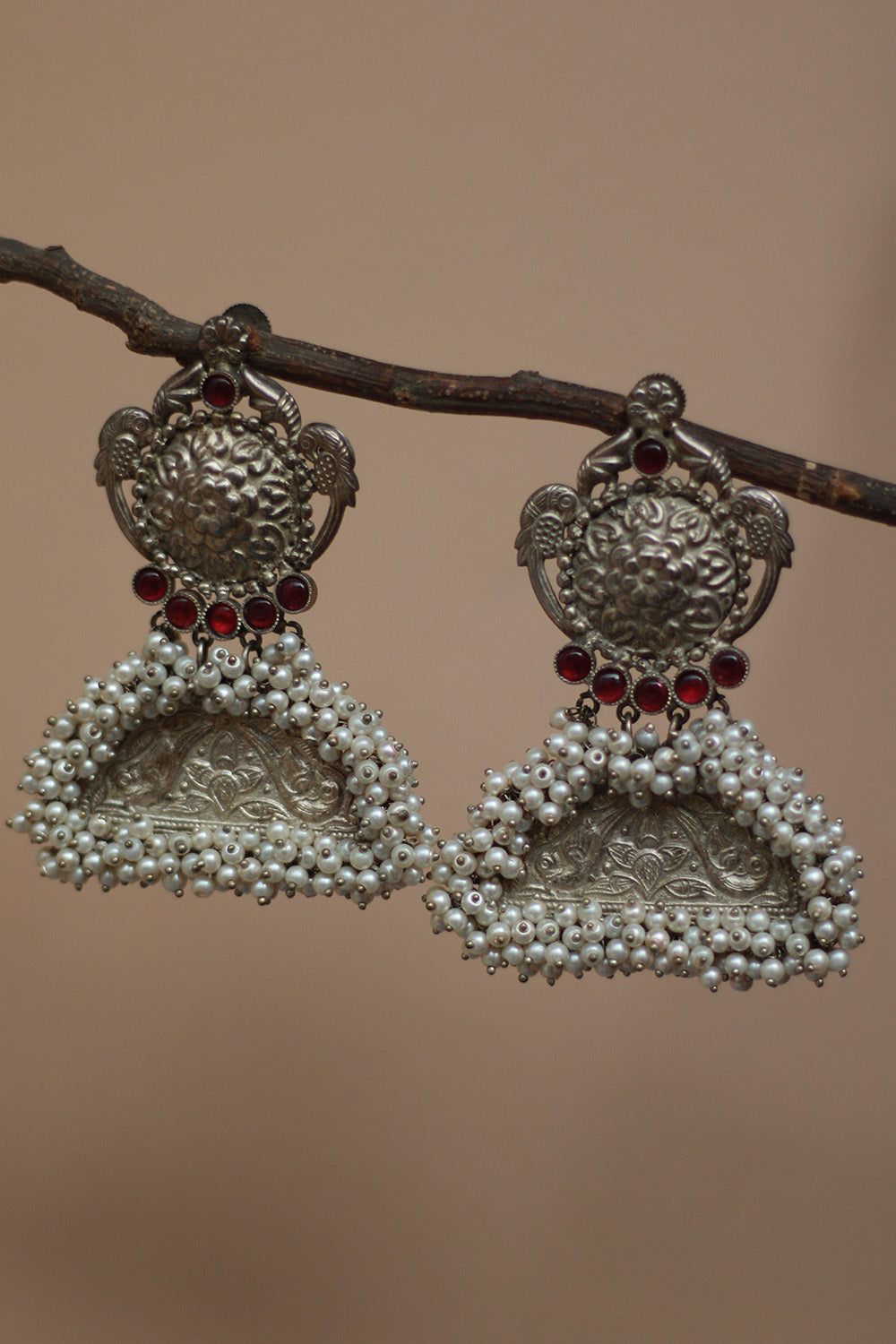 Oxidised Floral Earring