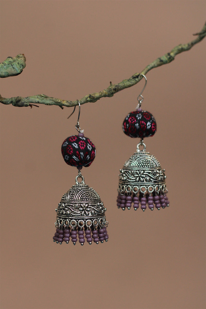 Nakhre | Chindi  Potli Jhumka | Noir & Lilac