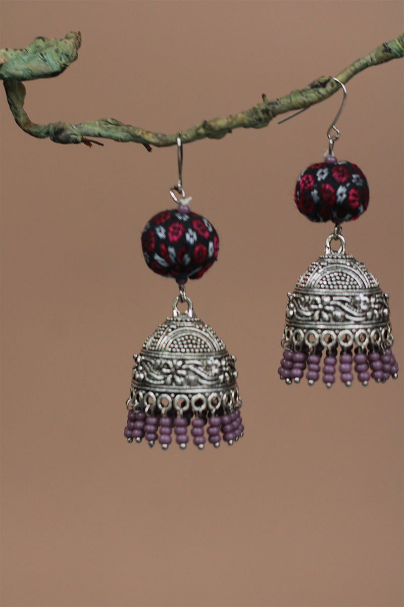 Nakhre | Chindi  Potli Jhumka | Noir & Lilac