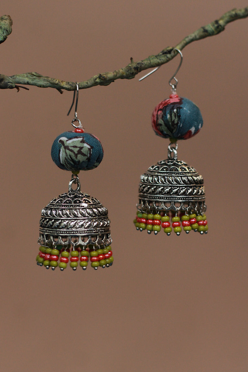 Nakhre | Chindi  Potli Jhumka | Green & Red