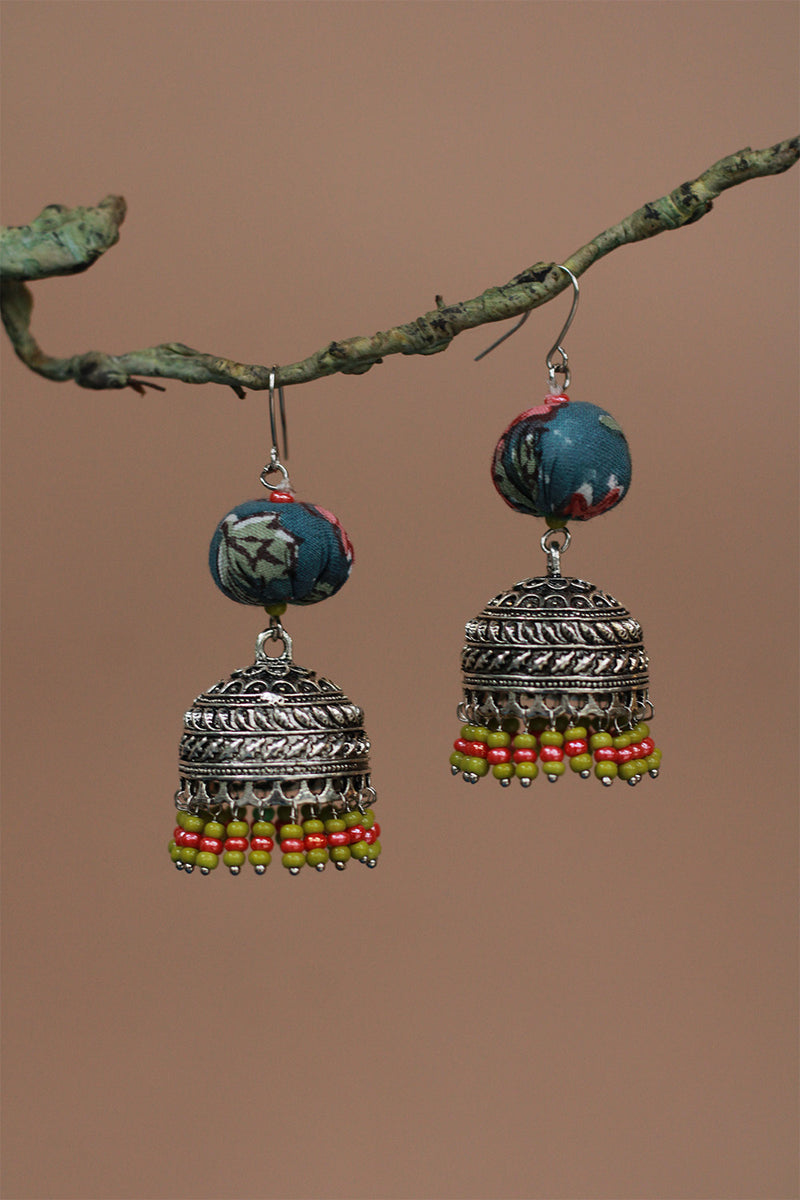 Nakhre | Chindi  Potli Jhumka | Green & Red