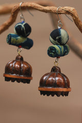 Nakhre | Chindi Potli Wooden Jhumka | Sea Green