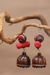 Nakhre | Chindi Potli Wooden Jhumka | Rouge