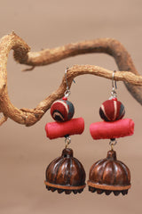 Nakhre | Chindi Potli Wooden Jhumka | Rouge