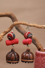 Nakhre | Chindi Potli Wooden Jhumka | Rouge