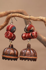 Nakhre | Chindi Potli Wooden Jhumka | Rust