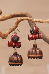 Nakhre | Chindi Potli Wooden Jhumka | Rust