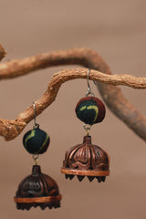Nakhre | Chindi Potli Wooden Jhumka | Green