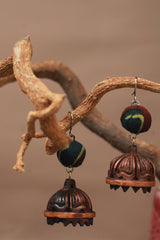 Nakhre | Chindi Potli Wooden Jhumka | Green