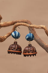 Nakhre | Chindi Potli Wooden Jhumka | Blue