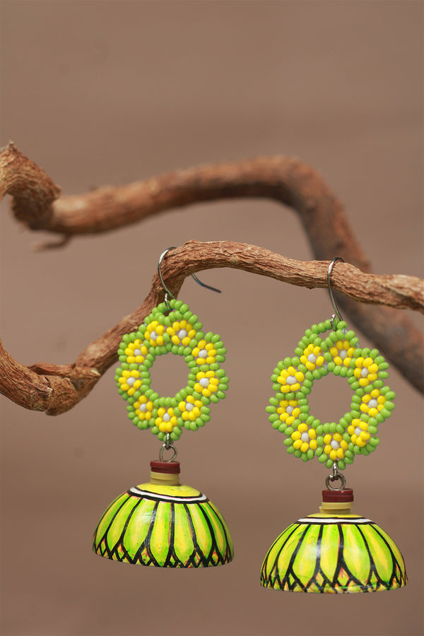 Handpainted Metal Jhumka | Lime