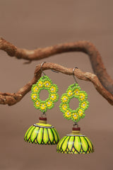 Handpainted Metal Jhumka | Lime