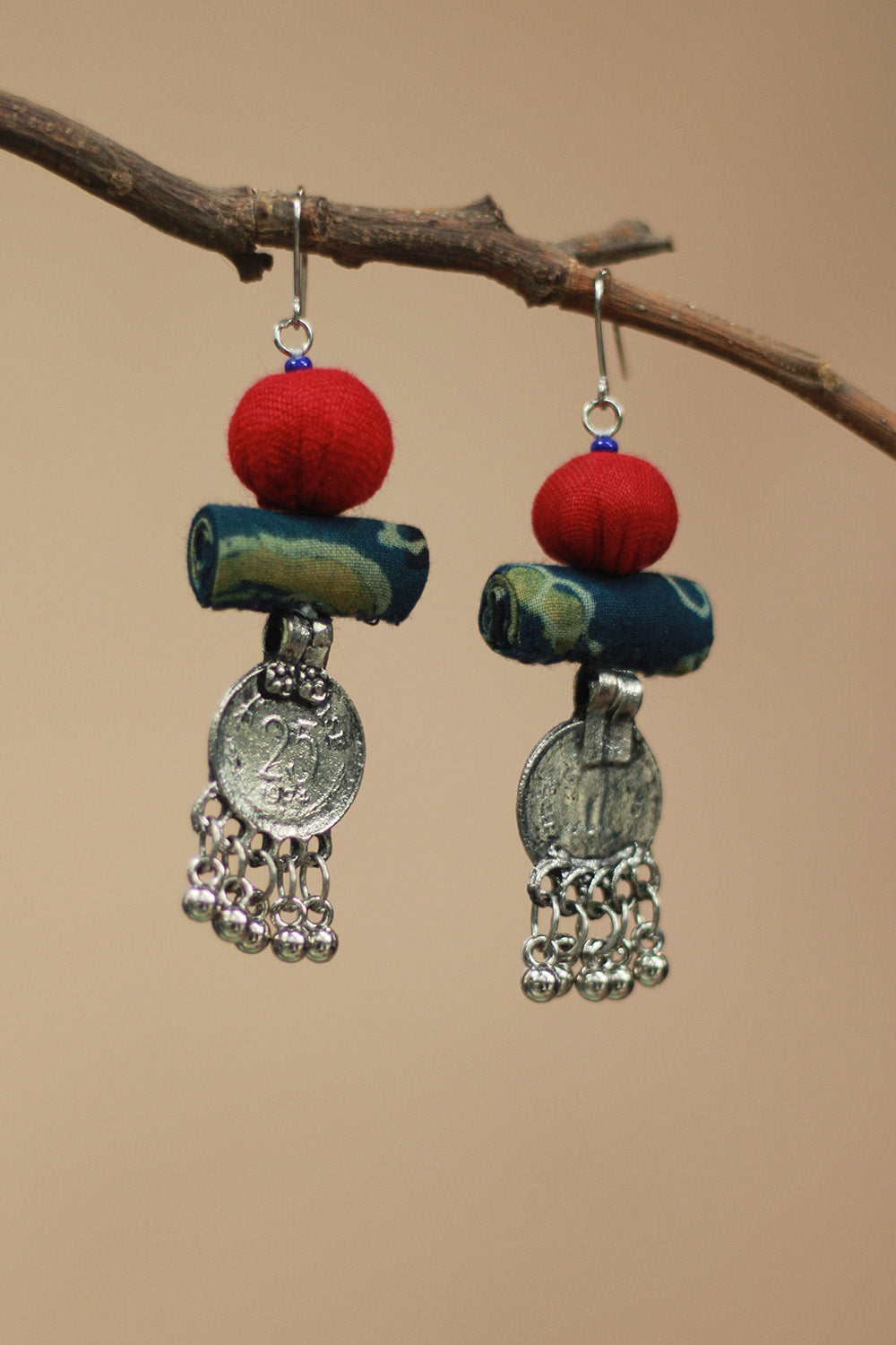 Nakhre | Chindi Coin Earring | Rouge & Sea Green