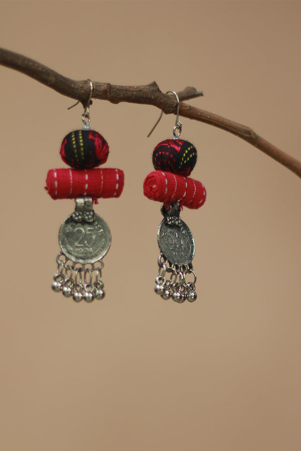 Nakhre | Chindi Coin Earring | Noir & Rouge