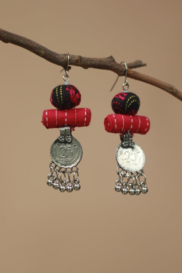 Nakhre | Chindi Coin Earring | Noir & Rouge