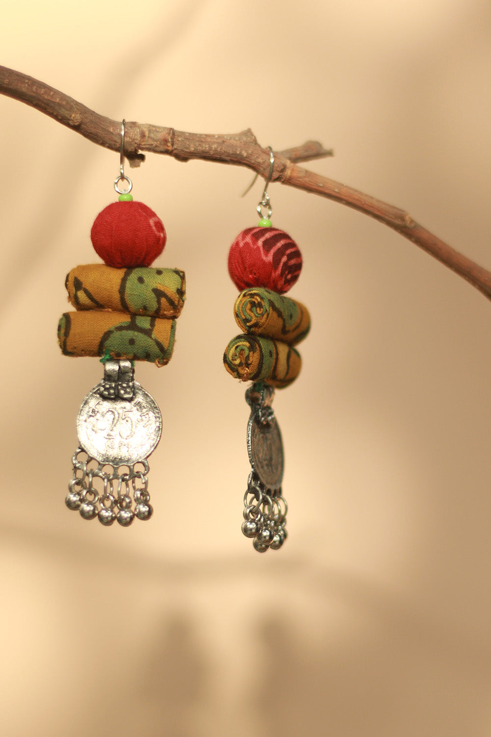 Nakhre | Chindi Coin Earring | Mustard & Rouge