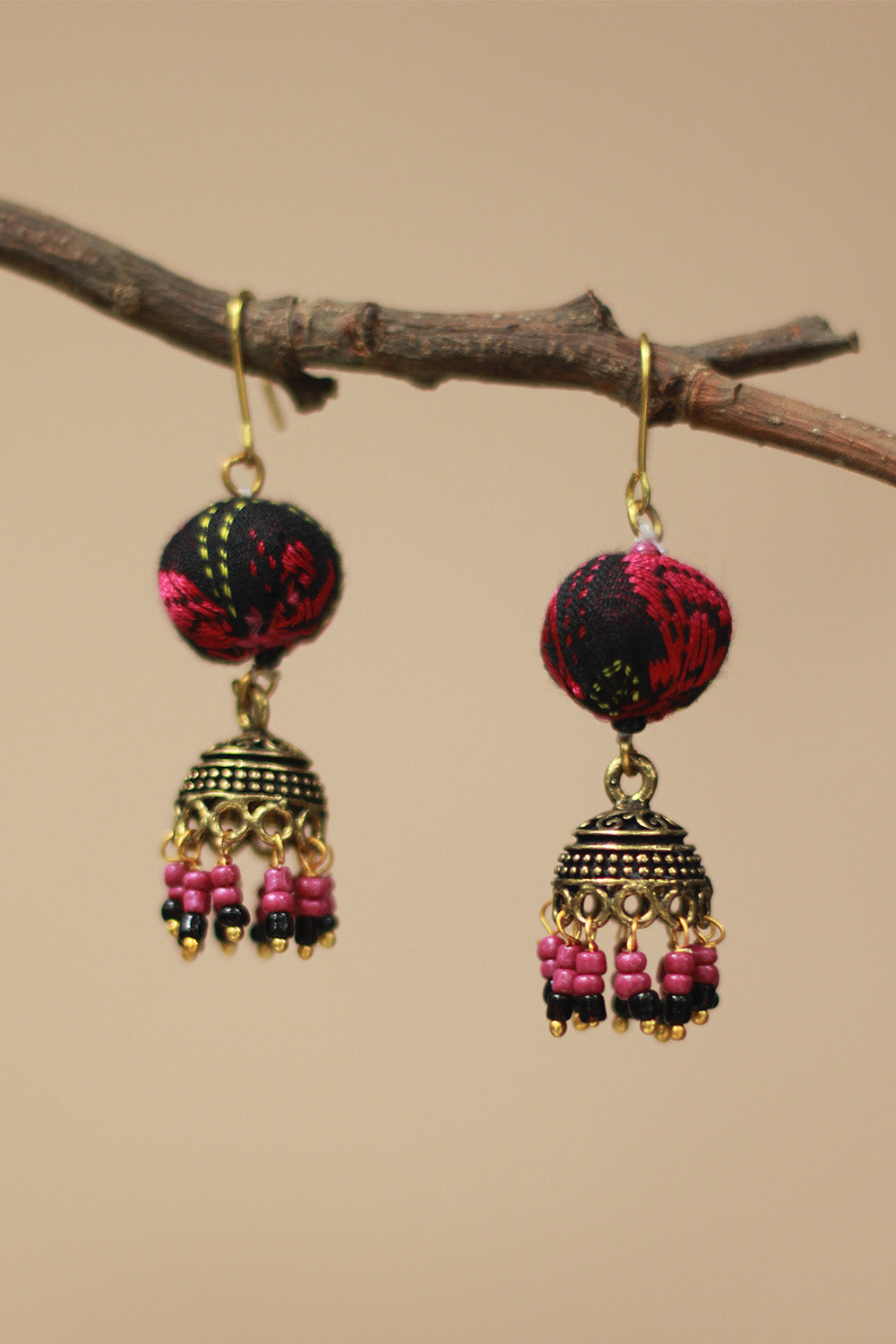 Nakhre | Chindi Potli Jhumka | Noir & Pink