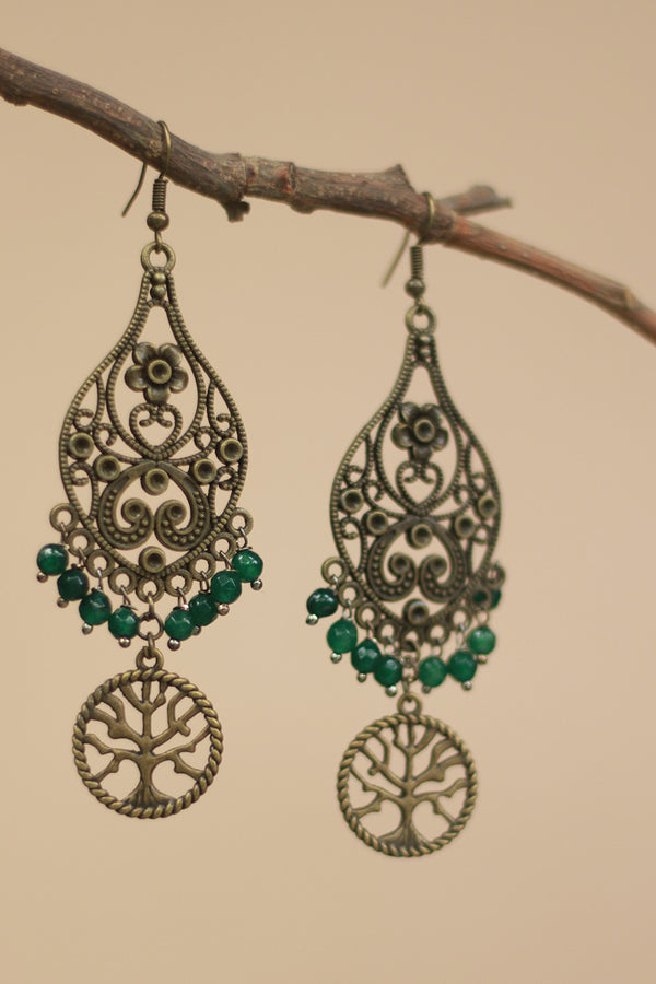 Nakshita | Classic Beaded Earrings | Teal