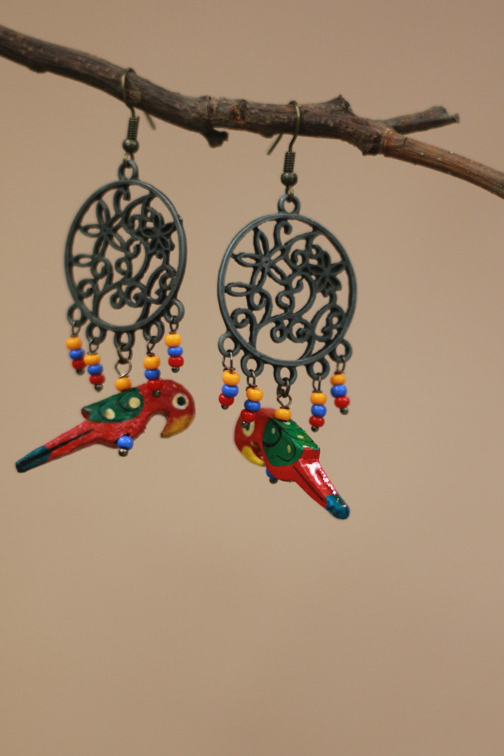 Nakshita | Chidiya Earrings | Red