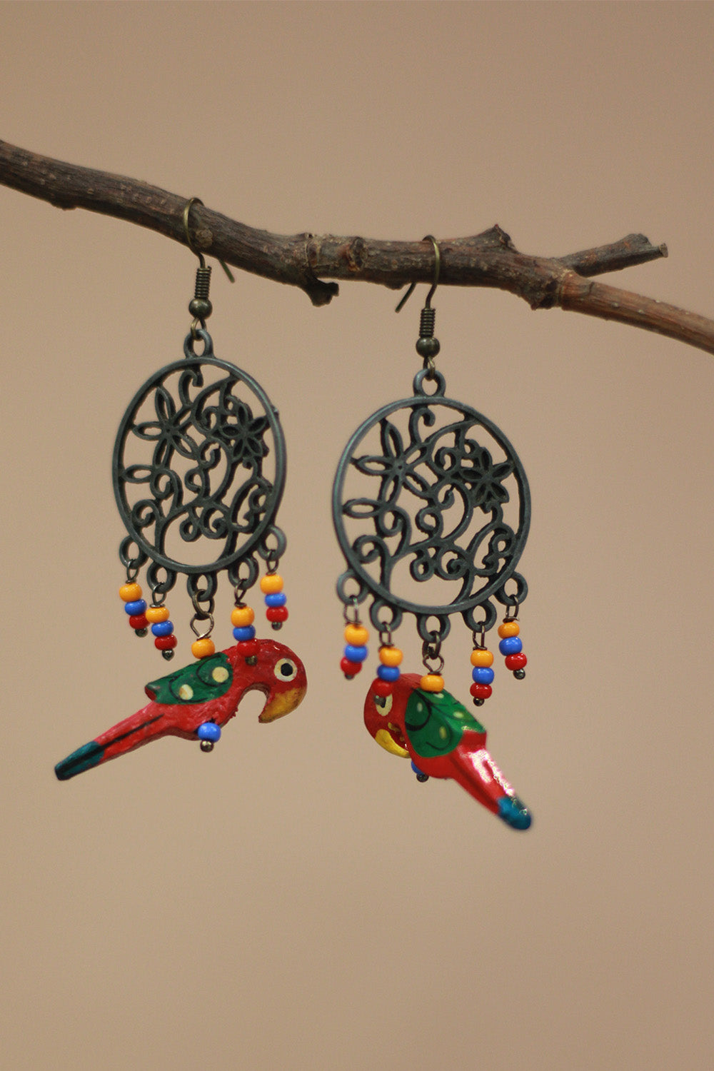 Nakshita | Chidiya Earrings | Red