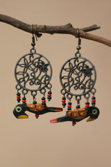 Nakshita | Chidiya Earrings | Green & Red