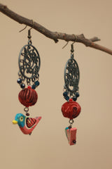 Nakshita | Chindi Chidiya Earrings | Red