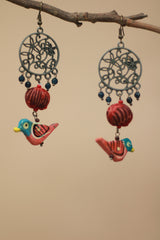 Nakshita | Chindi Chidiya Earrings | Red