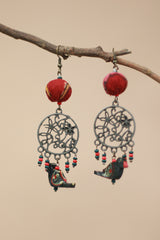 Nakshita | Chindi Chidiya Earrings | Green & Pink