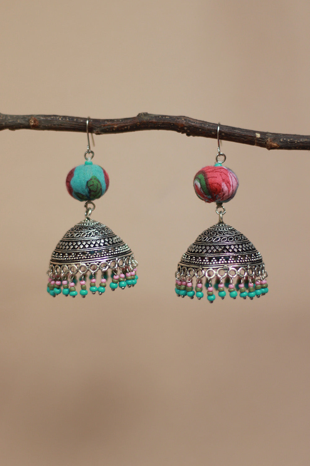 Nakhre | Chindi  Potli Jhumka | Blue & Pink