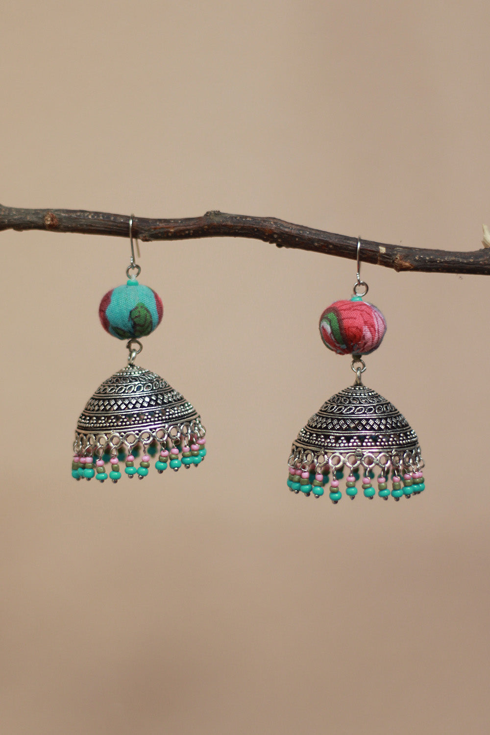 Nakhre | Chindi  Potli Jhumka | Blue & Pink