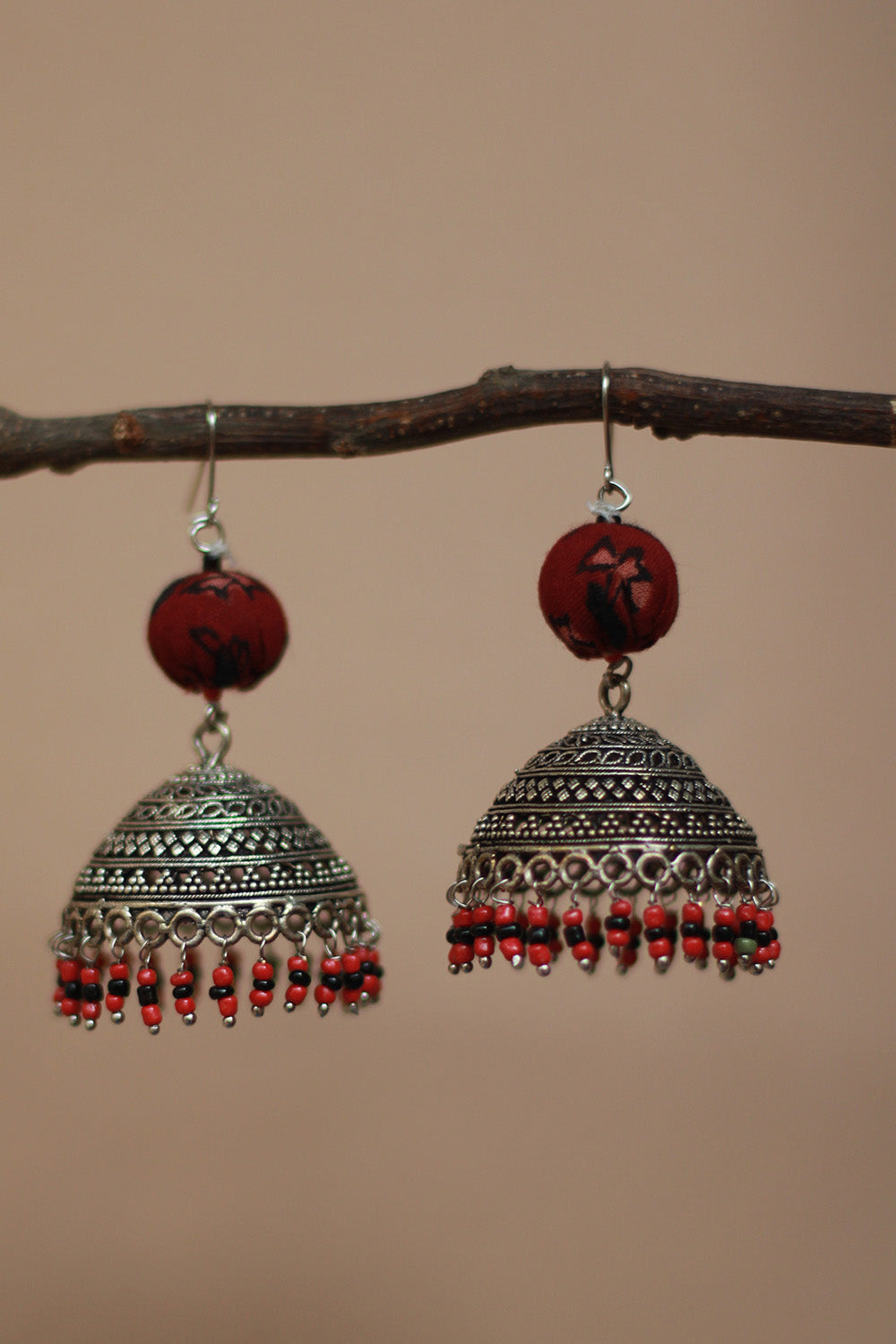 Nakhre | Chindi  Potli Jhumka | Black & Red