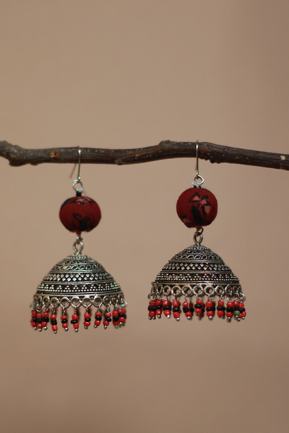 Nakhre | Chindi  Potli Jhumka | Black & Red