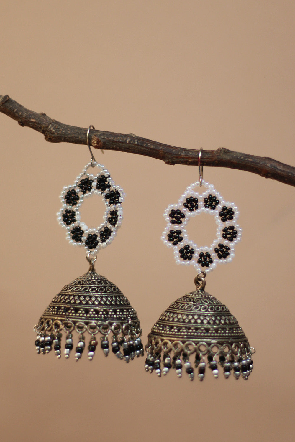 Classic Beaded Earrings | Black & White