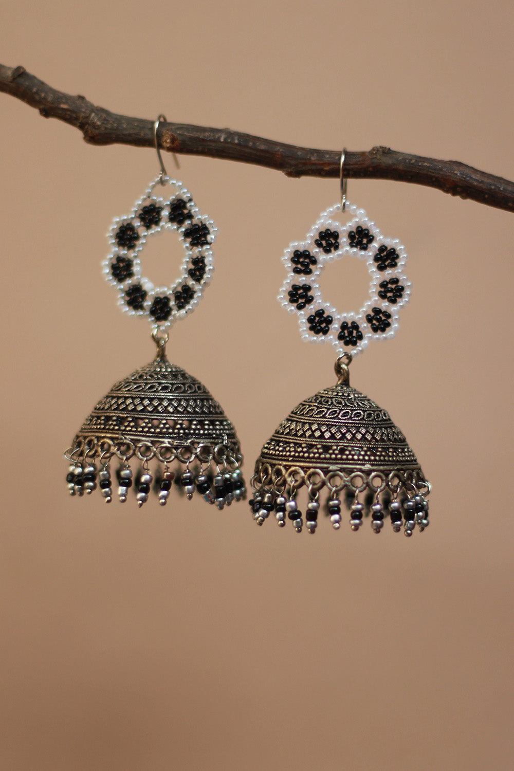 Classic Beaded Earrings | Black & White