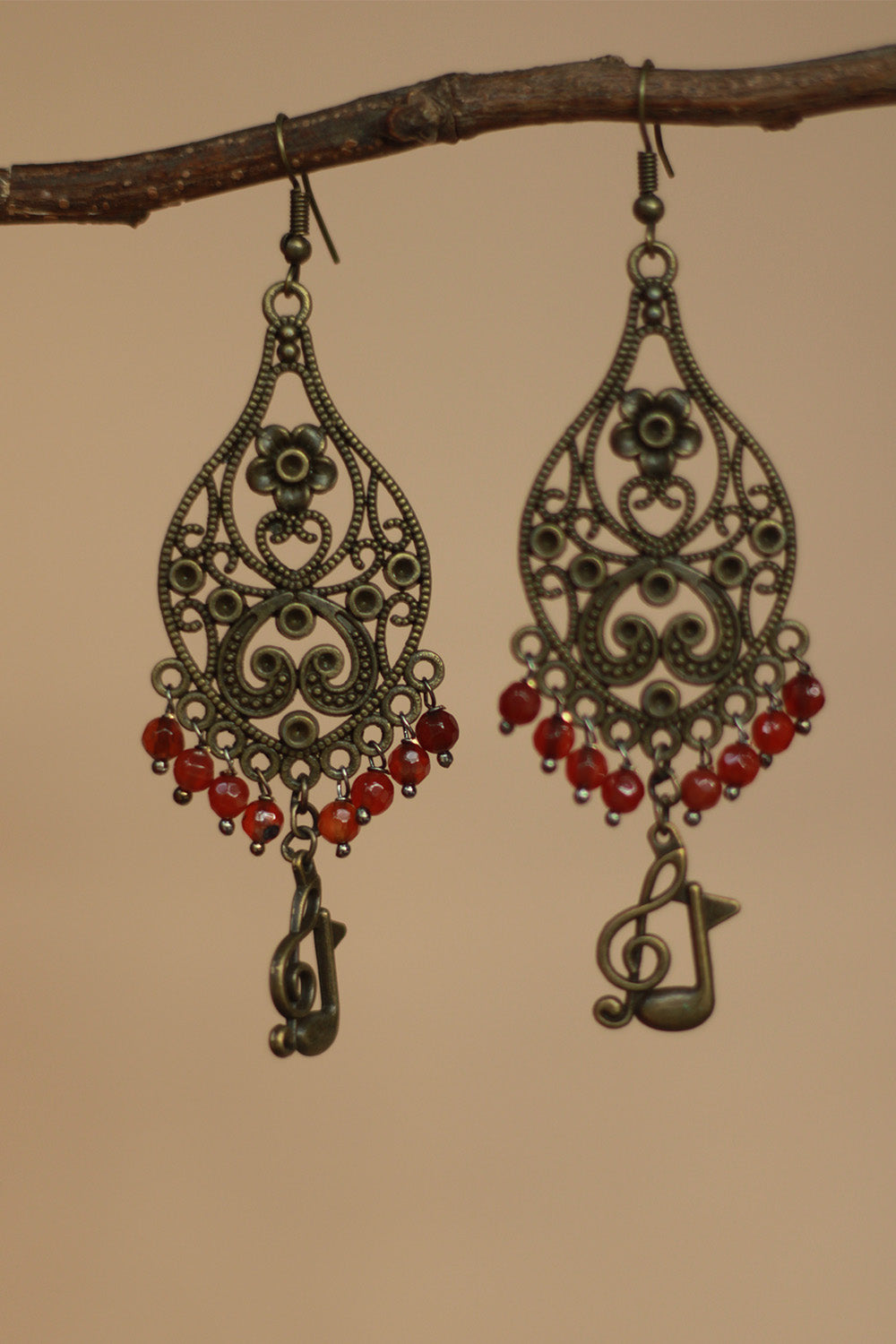 Nakshita | Classic Beaded Earrings | Crimson