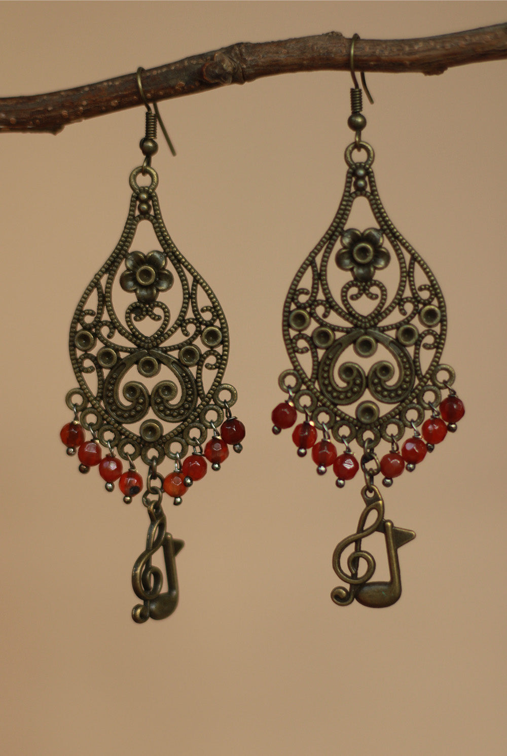 Nakshita | Classic Beaded Earrings | Crimson