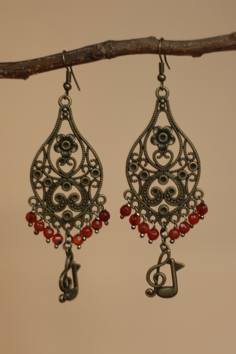 Nakshita | Classic Beaded Earrings | Crimson