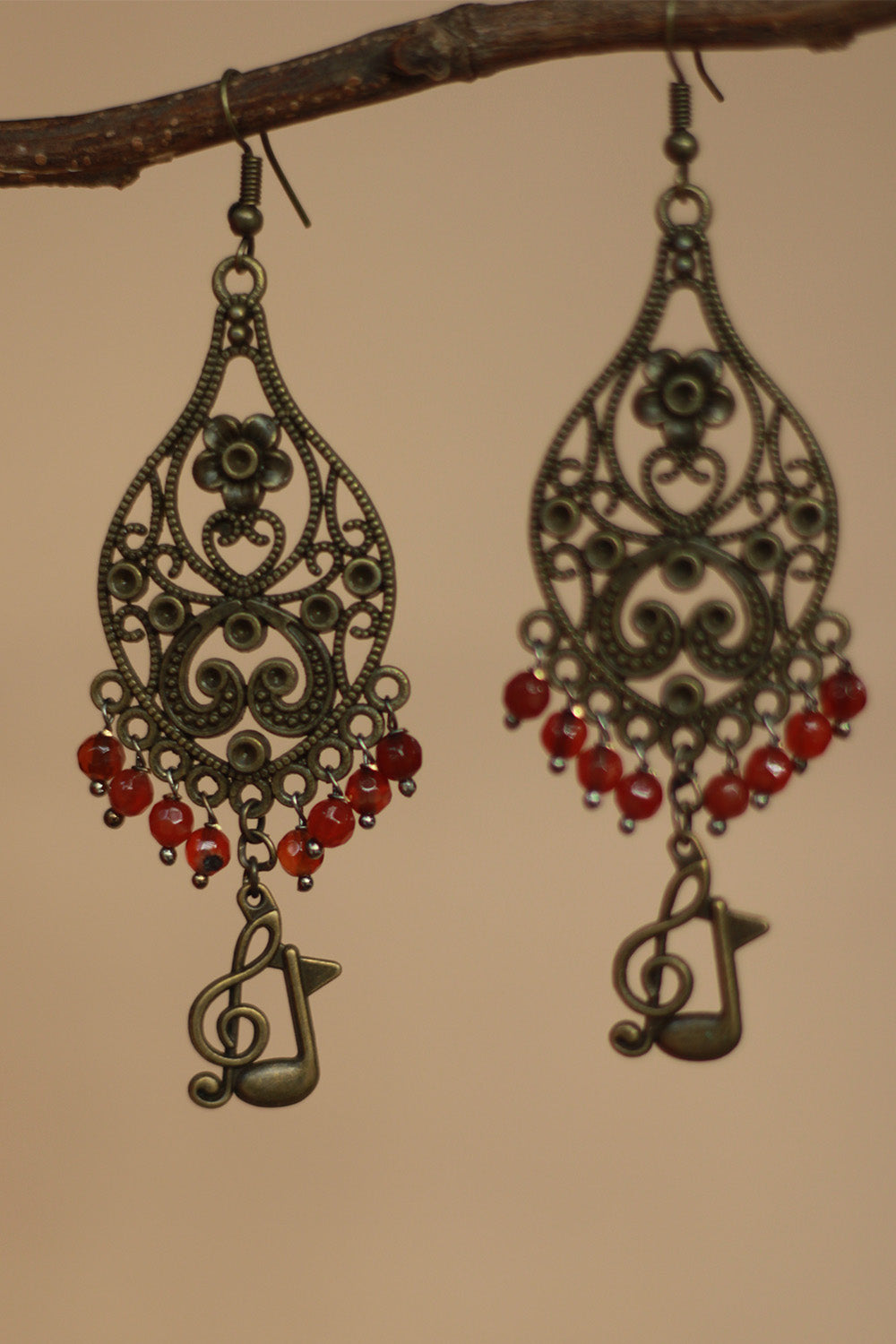 Nakshita | Classic Beaded Earrings | Crimson
